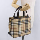 BURBERRY Nova Check Hand Bag PVC Beige Auth BA14329A-27