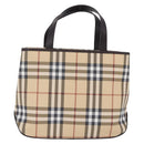 BURBERRY Nova Check Hand Bag PVC Beige Auth BA14329A-2