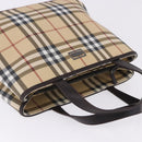BURBERRY Nova Check Hand Bag PVC Beige Auth BA14329A-7