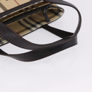 BURBERRY Nova Check Hand Bag PVC Beige Auth BA14329A-8