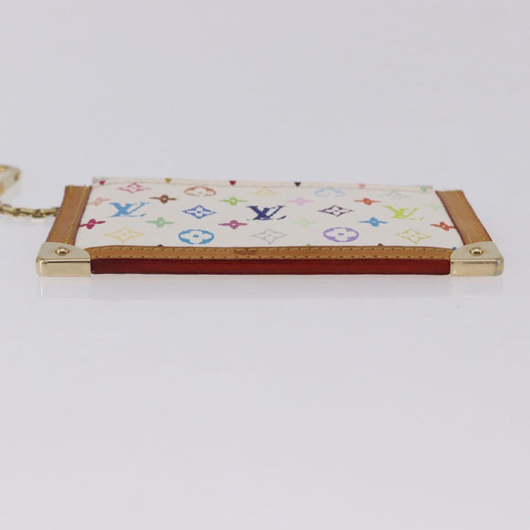 LOUIS VUITTON Monogram Multicolor Pochette Cles Purse White M92655 Auth BA14331V