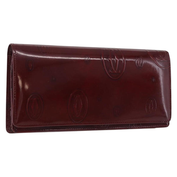 CARTIER Happy Birthday Long Wallet Patent leather Bordeaux Auth BA14336
