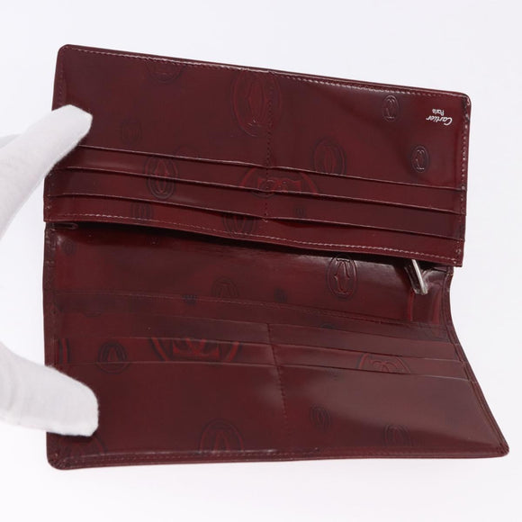 CARTIER Happy Birthday Long Wallet Patent leather Bordeaux Auth BA14336