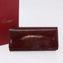 CARTIER Happy Birthday Long Wallet Patent leather Bordeaux Auth BA14336-19