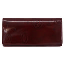 CARTIER Happy Birthday Long Wallet Patent leather Bordeaux Auth BA14336-2