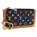 LOUIS VUITTON Monogram Multicolor Pochette Cles Purse Black M13664 Auth BA14342V-1