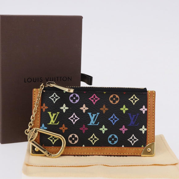 LOUIS VUITTON Monogram Multicolor Pochette Cles Purse Black M13664 Auth BA14342V