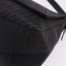 FENDI Zucchino Canvas Mamma Baguette Hand Bag Black Silver Auth BA14344-14