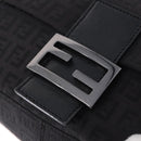 FENDI Zucchino Canvas Mamma Baguette Hand Bag Black Silver Auth BA14344-18