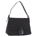 FENDI Zucchino Canvas Mamma Baguette Hand Bag Black Silver Auth BA14344-1
