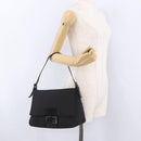 FENDI Zucchino Canvas Mamma Baguette Hand Bag Black Silver Auth BA14344-25