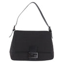 FENDI Zucchino Canvas Mamma Baguette Hand Bag Black Silver Auth BA14344-13