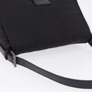 FENDI Zucchino Canvas Mamma Baguette Hand Bag Black Silver Auth BA14344-6