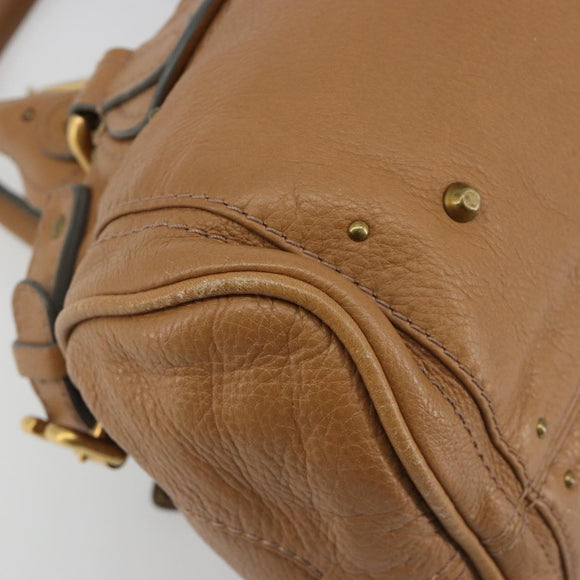 Chloe Paddington Hand Bag Leather Brown Gold Silver Auth BA14347V