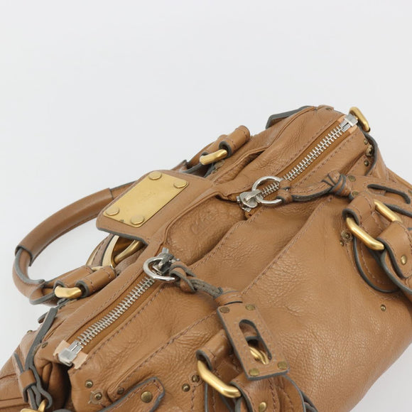 Chloe Paddington Hand Bag Leather Brown Gold Silver Auth BA14347V