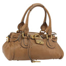 Chloe Paddington Hand Bag Leather Brown Gold Silver Auth BA14347V-1