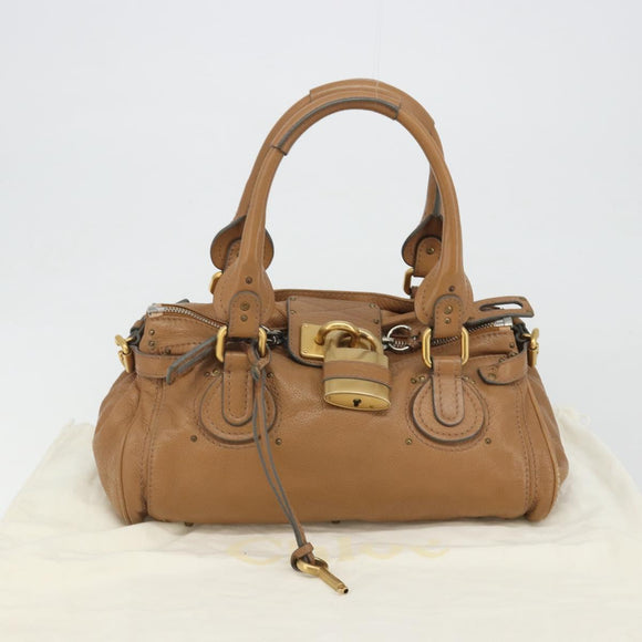 Chloe Paddington Hand Bag Leather Brown Gold Silver Auth BA14347V