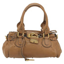 Chloe Paddington Hand Bag Leather Brown Gold Silver Auth BA14347V-13