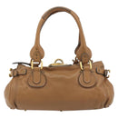 Chloe Paddington Hand Bag Leather Brown Gold Silver Auth BA14347V-2