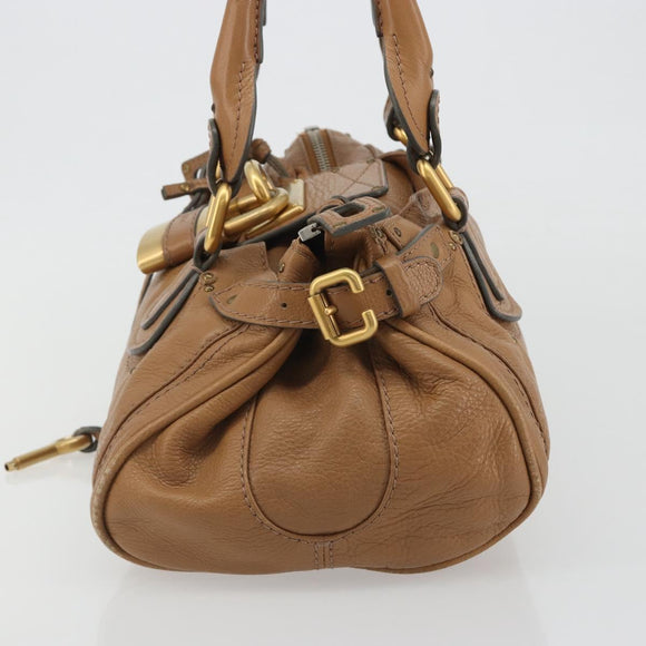Chloe Paddington Hand Bag Leather Brown Gold Silver Auth BA14347V