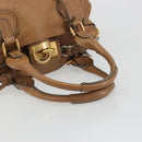 Chloe Paddington Hand Bag Leather Brown Gold Silver Auth BA14347V-7