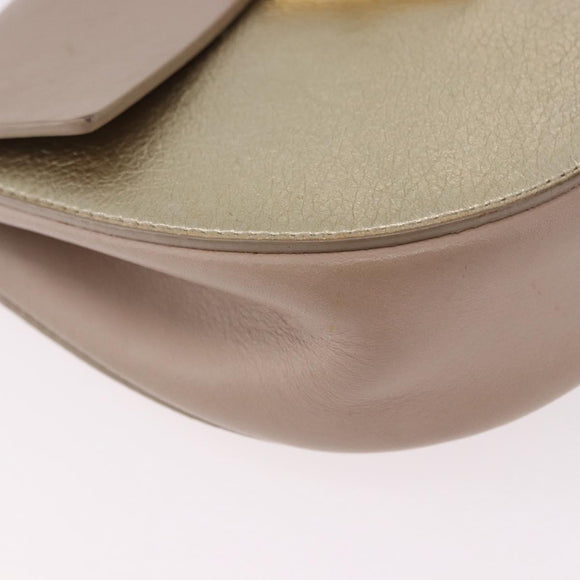 Chloe Drew Chain Shoulder Bag Leather Beige Gold Auth BA14348