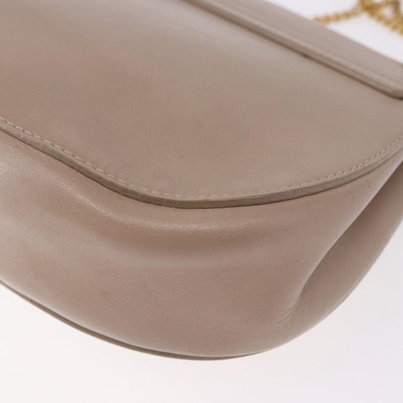 Chloe Drew Chain Shoulder Bag Leather Beige Gold Auth BA14348