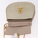 Chloe Drew Chain Shoulder Bag Leather Beige Gold Auth BA14348-10