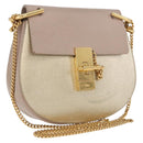 Chloe Drew Chain Shoulder Bag Leather Beige Gold Auth BA14348-1