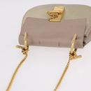 Chloe Drew Chain Shoulder Bag Leather Beige Gold Auth BA14348-6