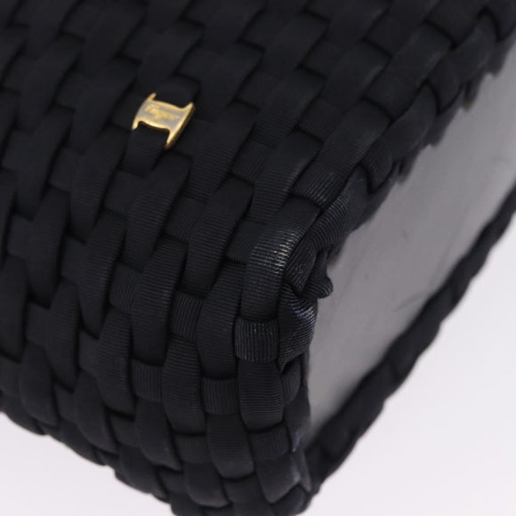 Salvatore Ferragamo Shoulder Bag Canvas Black Gold Auth BA14349A