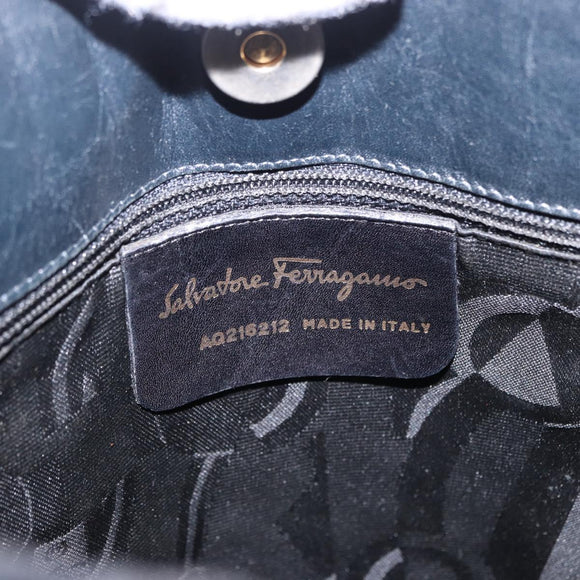 Salvatore Ferragamo Shoulder Bag Canvas Black Gold Auth BA14349A