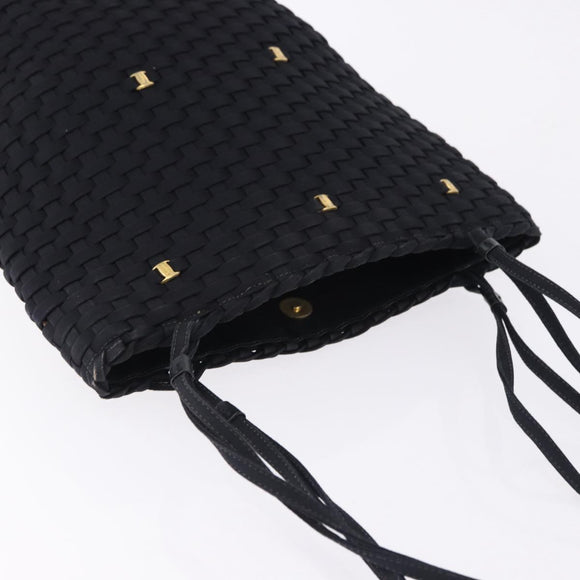Salvatore Ferragamo Shoulder Bag Canvas Black Gold Auth BA14349A