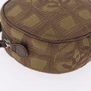 CHANEL New Travel Line Pouch Nylon Khaki CC Auth BA14351A-8
