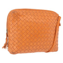 BOTTEGA VENETA INTRECCIATO Shoulder Bag Leather Orange Gold Auth BA14353-1