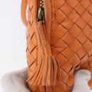 BOTTEGA VENETA INTRECCIATO Shoulder Bag Leather Orange Gold Auth BA14353-14