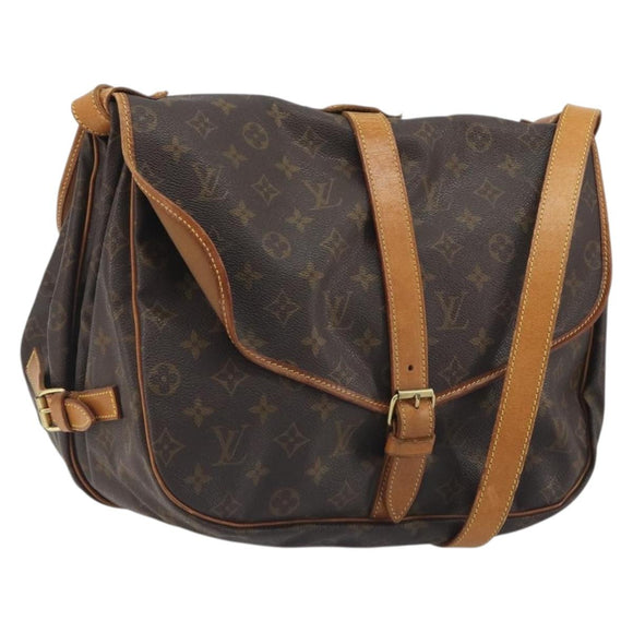 LOUIS VUITTON Monogram Saumur 35 Shoulder Bag M42254 LV Auth BA14354
