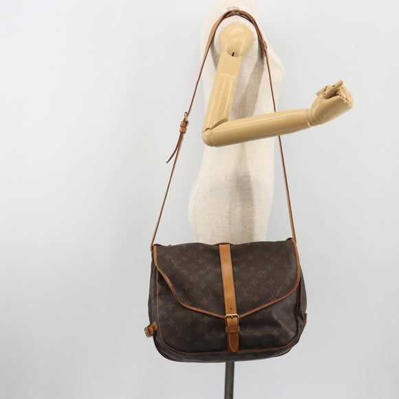 LOUIS VUITTON Monogram Saumur 35 Shoulder Bag M42254 LV Auth BA14354