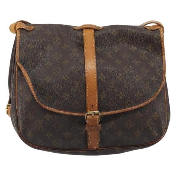 LOUIS VUITTON Monogram Saumur 35 Shoulder Bag M42254 LV Auth BA14354
