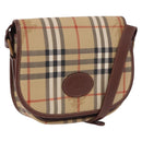 Burberrys Nova Check Shoulder Bag PVC Beige Gold Auth BA14355-1