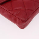 CHANEL Matelasse Waist bag Lamb Skin Red Gold CC Auth BA14358-10