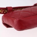 CHANEL Matelasse Waist bag Lamb Skin Red Gold CC Auth BA14358-12