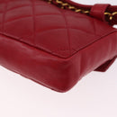 CHANEL Matelasse Waist bag Lamb Skin Red Gold CC Auth BA14358-13