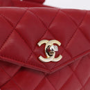 CHANEL Matelasse Waist bag Lamb Skin Red Gold CC Auth BA14358-14