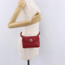 CHANEL Matelasse Waist bag Lamb Skin Red Gold CC Auth BA14358-22