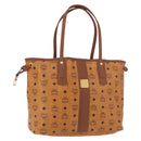 MCM Vicetos Logogram Tote Bag PVC Leather Brown Gold Auth BA14361-1