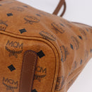 MCM Vicetos Logogram Tote Bag PVC Leather Brown Gold Auth BA14361-11