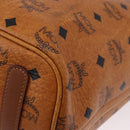 MCM Vicetos Logogram Tote Bag PVC Leather Brown Gold Auth BA14361-13