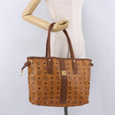MCM Vicetos Logogram Tote Bag PVC Leather Brown Gold Auth BA14361-19
