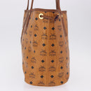 MCM Vicetos Logogram Tote Bag PVC Leather Brown Gold Auth BA14361-4